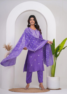 PILUDI Women Kurti Pant Dupatta Set