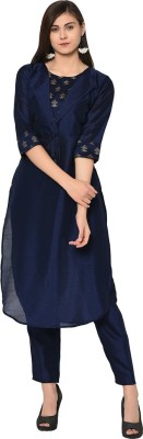 ZIYAA Women Printed Straight Kurta(Blue)