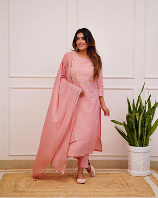 shiv textiles Solid Kurta, Trouser/Pant & Dupatta Set