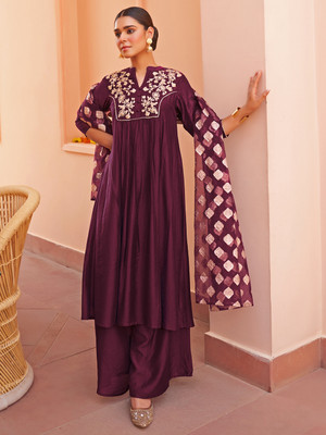 Janasya Women Kurta Palazzo Dupatta Set
