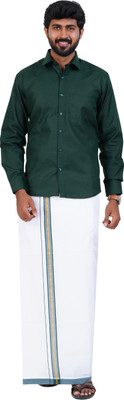 SUMAN TEX Men Shirt Dhoti Set