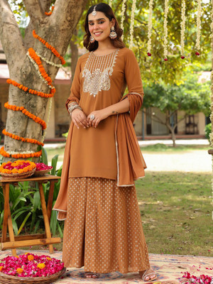 Janasya Women Kurti Sharara Dupatta Set