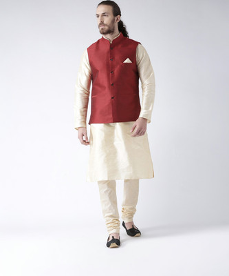 DEYANN Men Kurta Churidar Ethnic Jacket Set