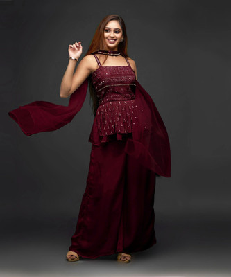 SANCIA Women Ethnic Top Palazzo Set