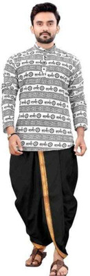 CRYSTALREVENUE Men Kurta Dhoti Set