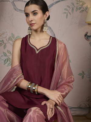 House of Pataudi Women Kurta Palazzo Dupatta Set