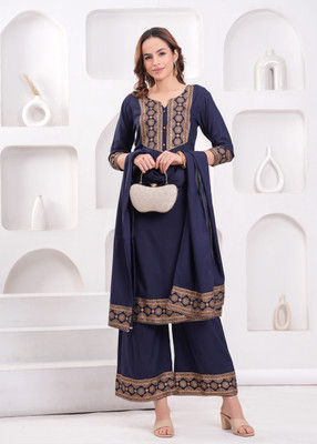 JC4U Women Kurta Palazzo Dupatta Set