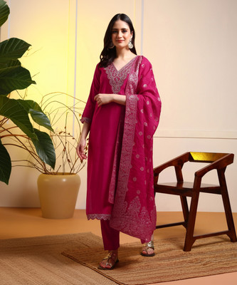 New Ethnic 4 You Women Kurti Pant Dupatta Set