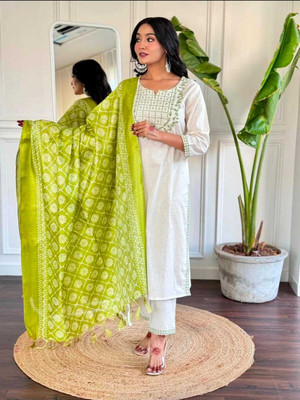 QUNEY Women Kurti Pant Dupatta Set