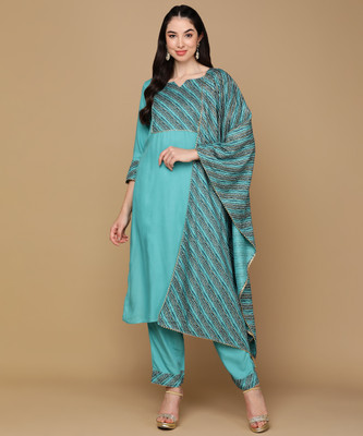 Lamba Creations Solid, Printed Kurta, Trouser/Pant & Dupatta Set
