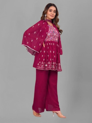 Camerfly Women Ethnic Top Sharara Set