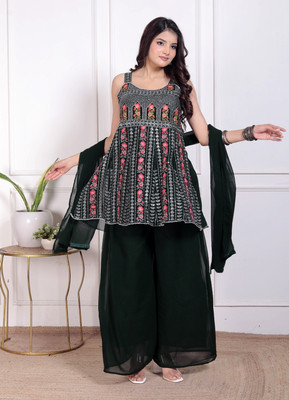 GRX Women Kurta Palazzo Dupatta Set