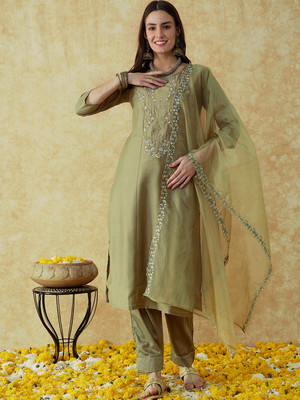 Tasrika Embroidered Kurta, Trouser/Pant & Dupatta Set