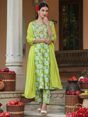 Janasya Women Kurta Pant Dupatta Set