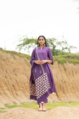 Tasrika Solid Anarkali Kurta, Bottom & Dupatta Set