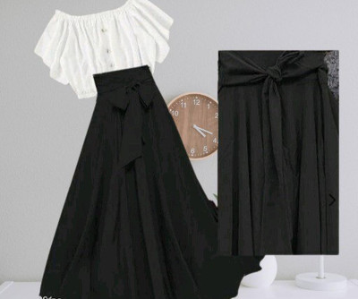 shitdhey Women Crop Top Skirt Set