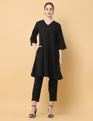 Black & Blah Blah Women Kurta Pant Set