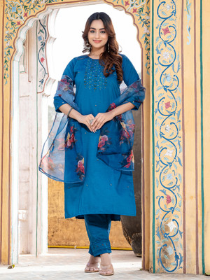 SPAREN CREATION Printed, Embroidered Kurta, Trouser/Pant & Dupatta Set
