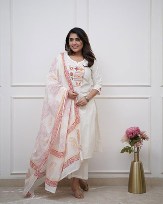 FABFOZY Embroidered Kurta, Trouser/Pant & Dupatta Set