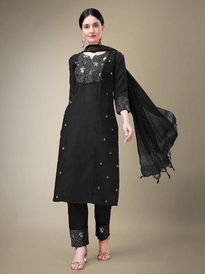 JKRISHNAART Embroidered Kurta, Trouser/Pant & Dupatta Set