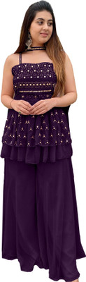 SANCIA Women Ethnic Top Palazzo Dupatta Set