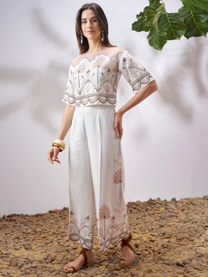 Vishudh Women Ethnic Top Palazzo Set