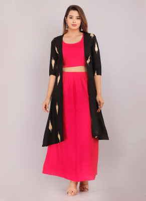 Yuvi Creation Women Crop Top Skirt Ethnic Jacket Set