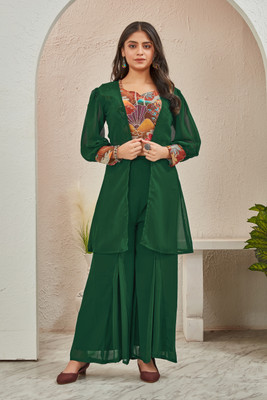 THUMMAR HOUSE Women Kurta Sharara Ethnic Jacket Set