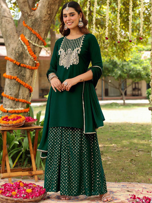 Janasya Women Kurti Sharara Dupatta Set