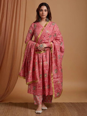 Bhawanaprint Women Kurta Palazzo Dupatta Set