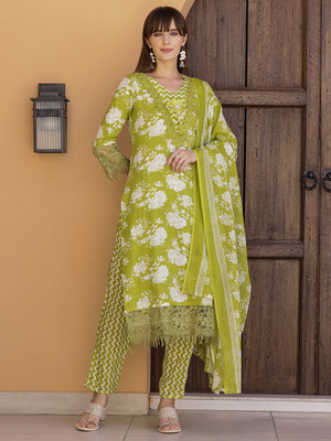 Tasrika Floral Print Kurta, Trouser/Pant & Dupatta Set