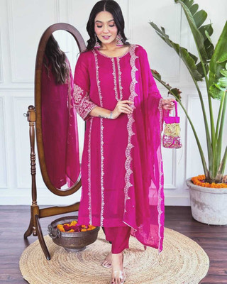 STAVROZ FASHION Embroidered Kurta, Trouser/Pant & Dupatta Set