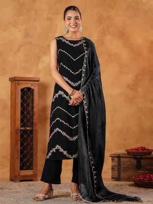 Janasya Women Kurta Pant Dupatta Set