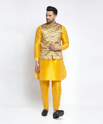 SAIFOO Men Kurta Pant Ethnic Jacket Set