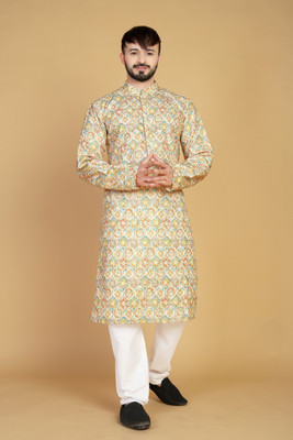 VISHESTA Men Self Design Straight Kurta(Multicolor)