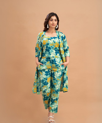 AARIKAARI Women Crop Top Pant Ethnic Jacket Set