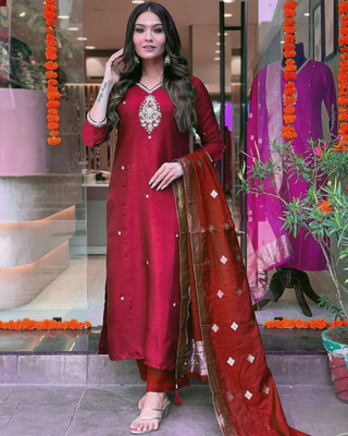 STAVROZ FASHION Embroidered Kurta, Trouser/Pant & Dupatta Set