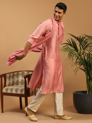 VASTRAMAY Men Kurta Pyjama Dupatta Set