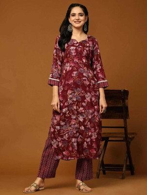 OM SAI LACE Women Kurti Pant Set