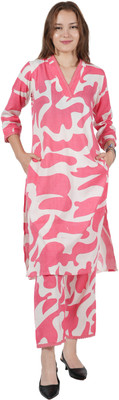 DreamBe Women Printed Pink Night Suit Set