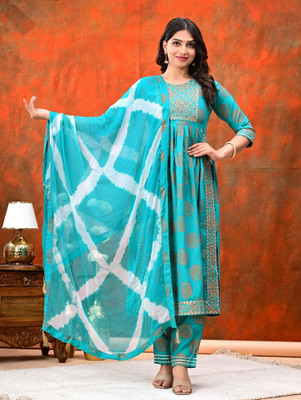 Lucky Fabrics Women Kurta Pant Dupatta Set