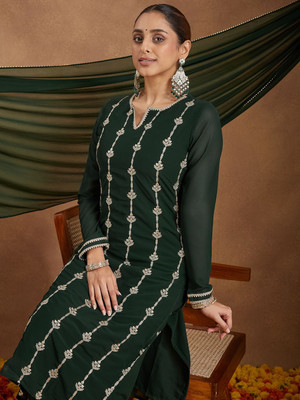 Janasya Women Kurti Palazzo Dupatta Set