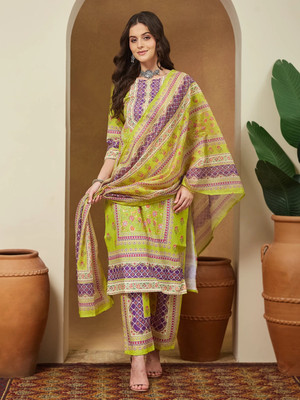 Janasya Women Kurta Pant Dupatta Set