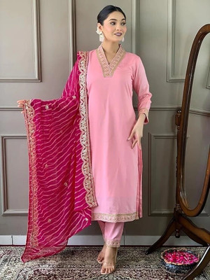 PILUDI Women Kurti Pant Attached Dupatta Set