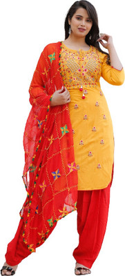 KRAFTTALESINDIA Women Kurta Patiala Dupatta Set