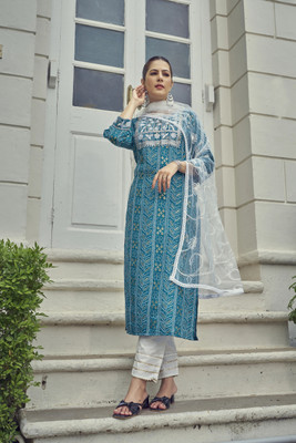 TRAHIMAM Women Kurta Pant Dupatta Set