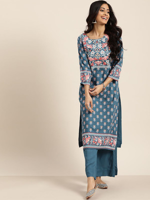 Sangria Women Kurta Palazzo Set