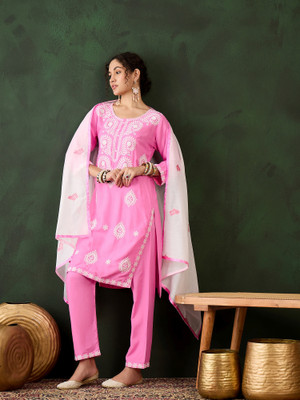 Zera Embroidered Kurta, Legging & Dupatta Set