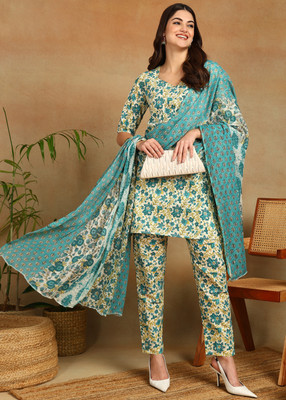 VEERACOLLECTION Floral Print Kurta, Trouser/Pant & Dupatta Set