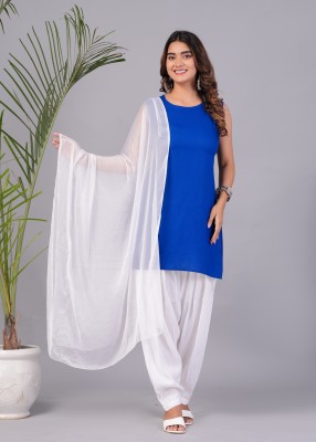 R.K.ENTERPRISES Solid Kurta, Patiala & Dupatta Set